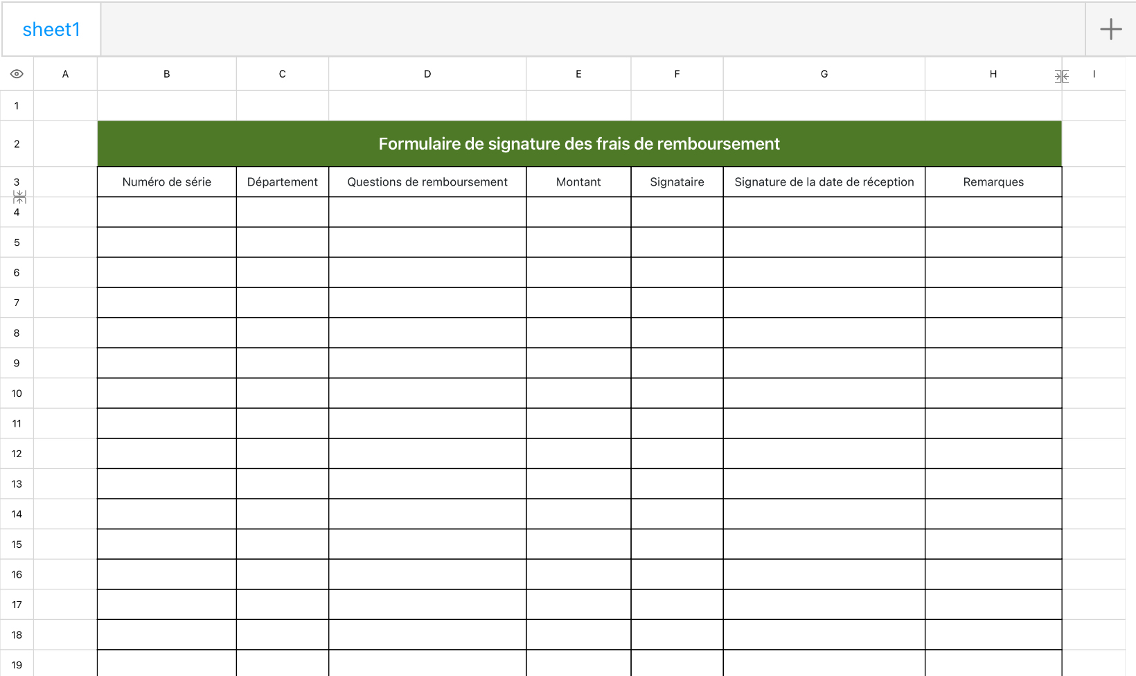 Formulaire de signature des frais de remboursement